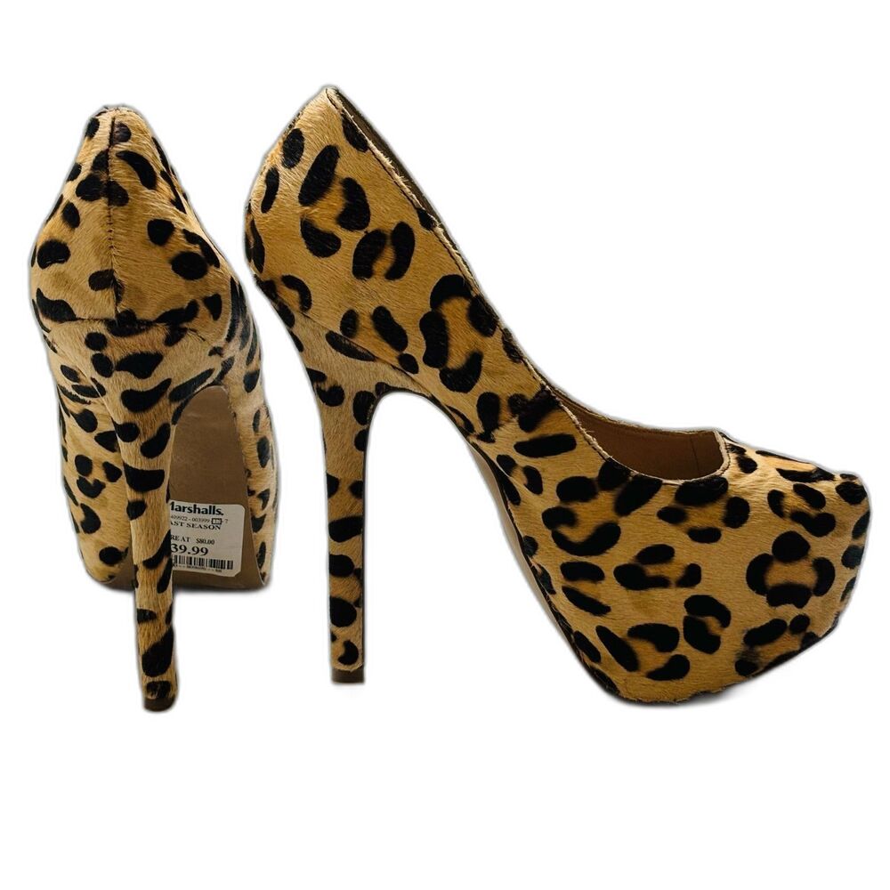 Steve Madden DejaVu Leopard Print Pony Hair Platform Pumps Size 7.5 Stiletto NWT - Picture 4 of 9